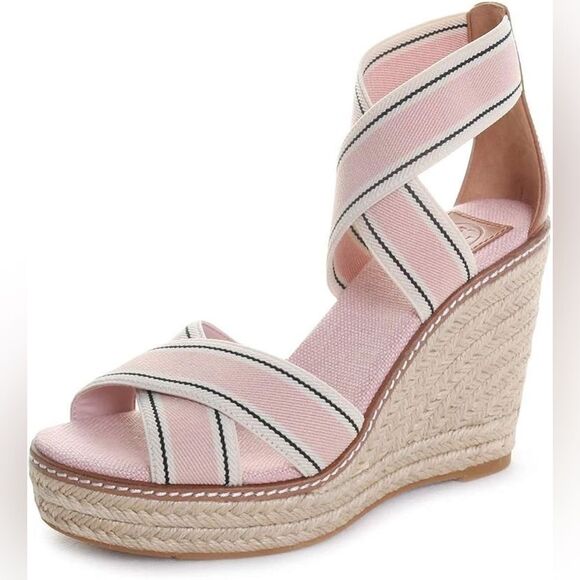 Tory Burch Pink and Cream Wedges - Picture 1 of 7
